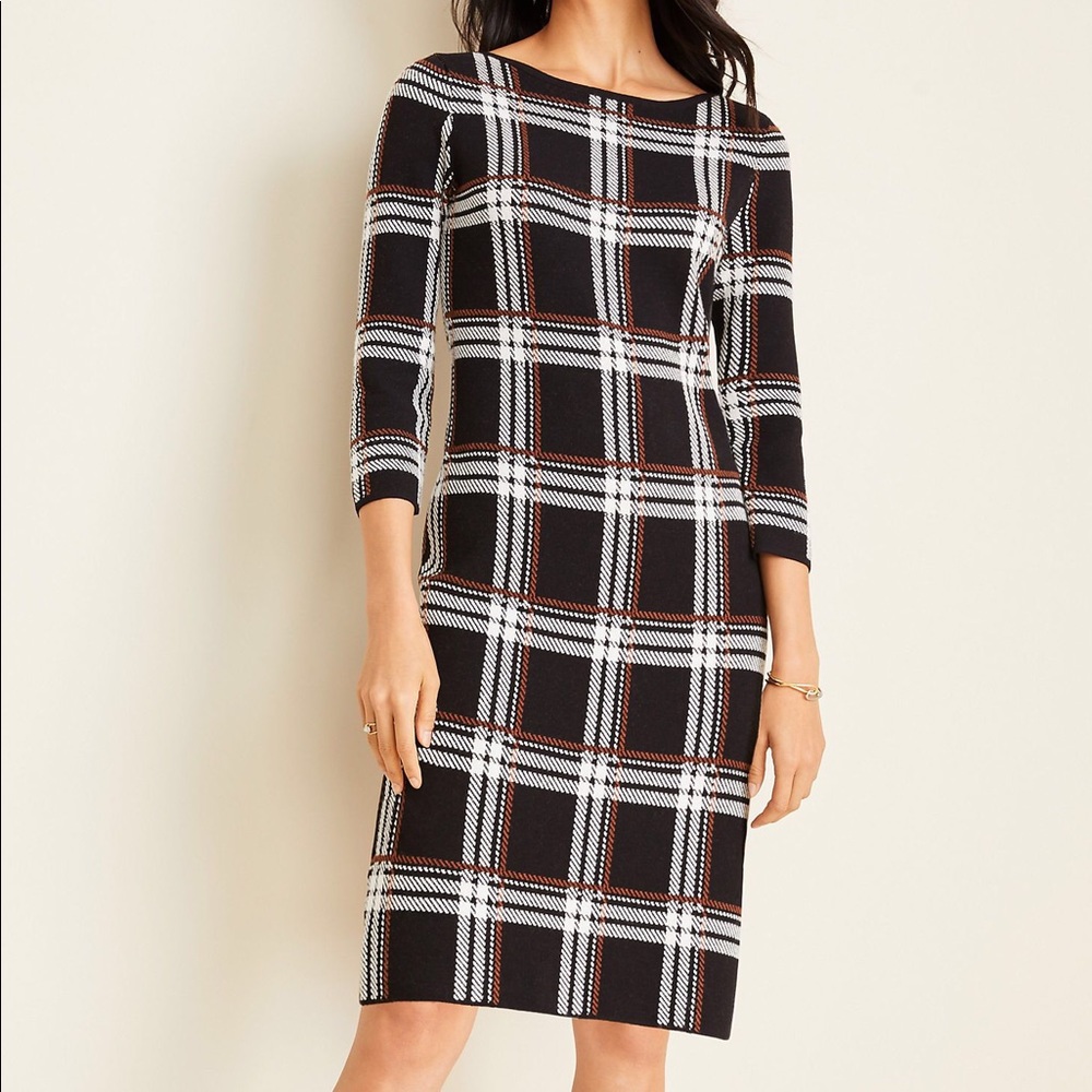Ann Taylor EUC Plaid Sweater Dress